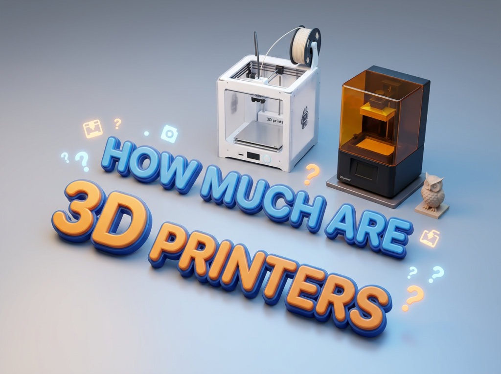 Two types of 3D printers with text reading how much are 3D printers